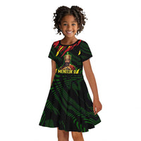Menelik II Kid Short Sleeve Dress with Lion of Adwa Title, Battle of Adwa 1896 Graphic and Bold Pan-African - Wonder Print Shop
