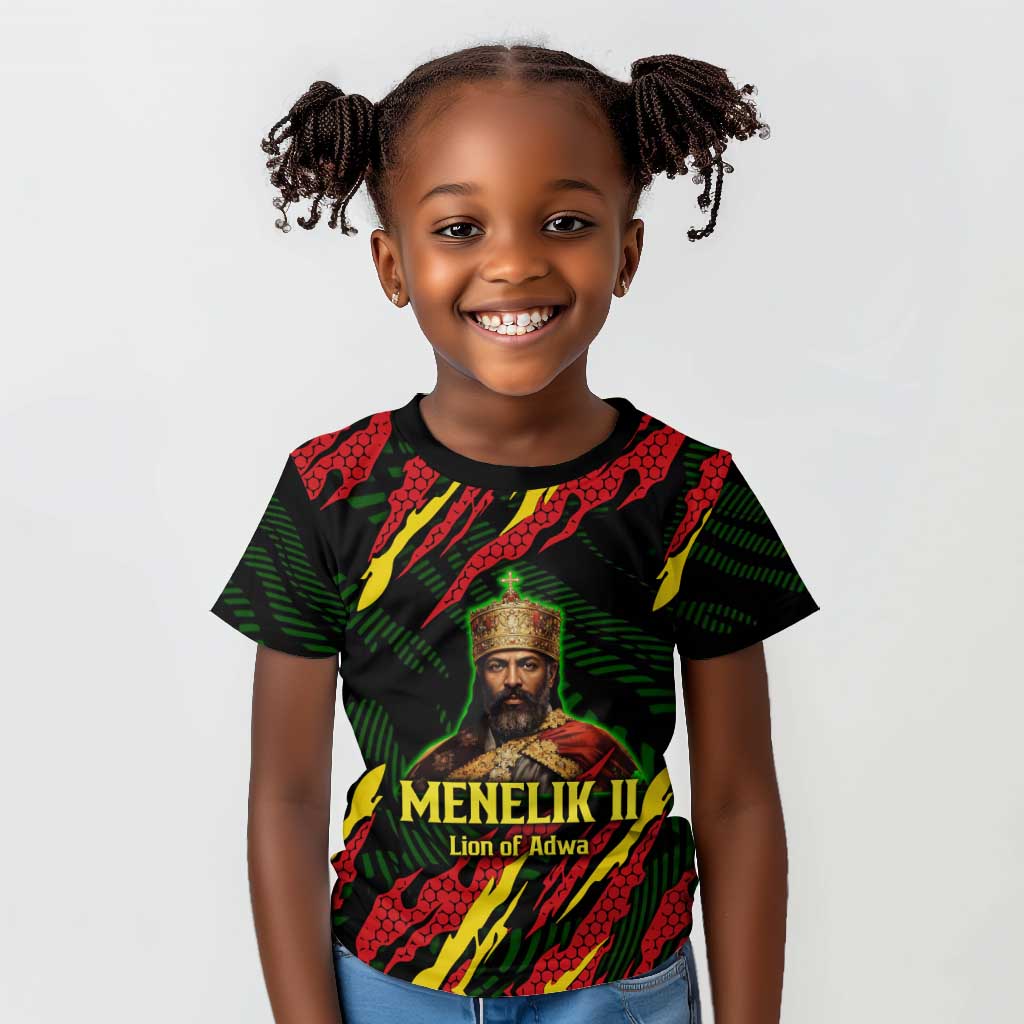 Menelik II Kid T shirt with Lion of Adwa Title, Battle of Adwa 1896 Graphic and Bold Pan-African - Wonder Print Shop