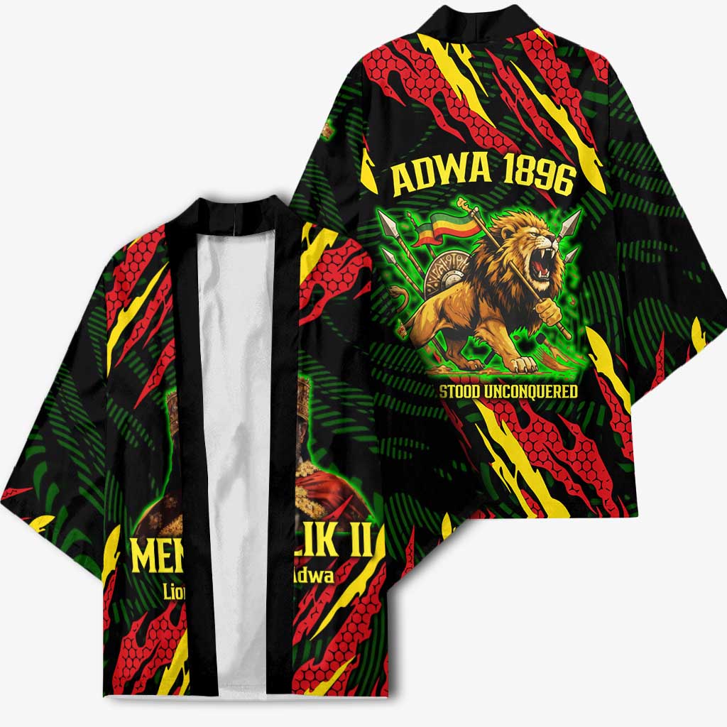 Menelik II Kimono with Lion of Adwa Title, Battle of Adwa 1896 Graphic and Bold Pan-African - Wonder Print Shop