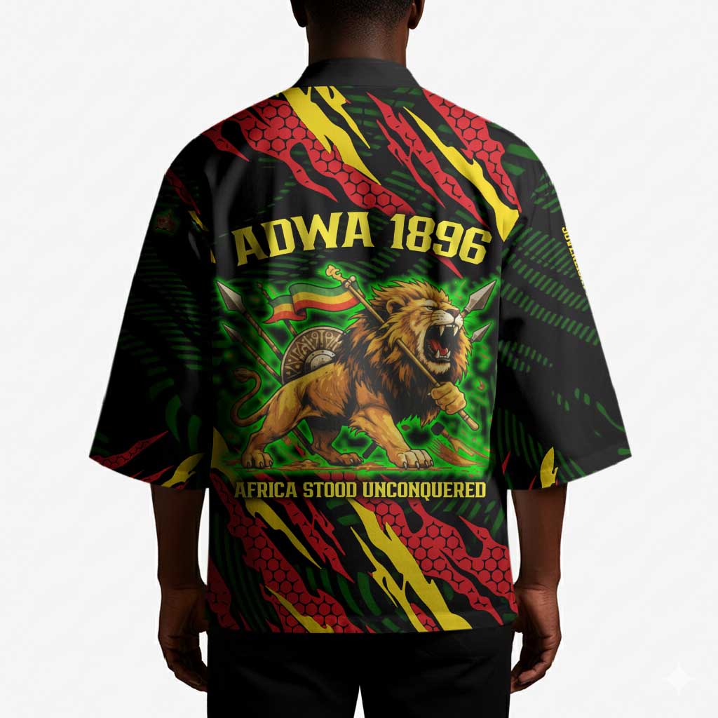 Menelik II Kimono with Lion of Adwa Title, Battle of Adwa 1896 Graphic and Bold Pan-African - Wonder Print Shop