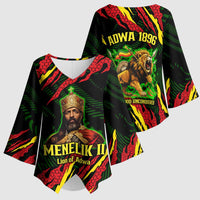 Menelik II Kimono Sleeve Blouse with Lion of Adwa Title, Battle of Adwa 1896 Graphic and Bold Pan-African - Wonder Print Shop