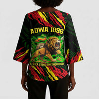 Menelik II Kimono Sleeve Blouse with Lion of Adwa Title, Battle of Adwa 1896 Graphic and Bold Pan-African - Wonder Print Shop