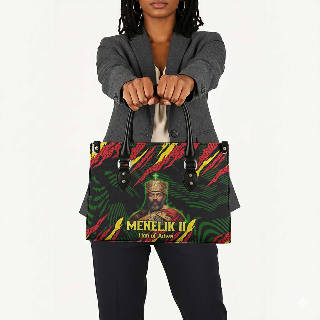 Menelik II Leather Bag with Lion of Adwa Title, Battle of Adwa 1896 Graphic and Bold Pan-African - Wonder Print Shop