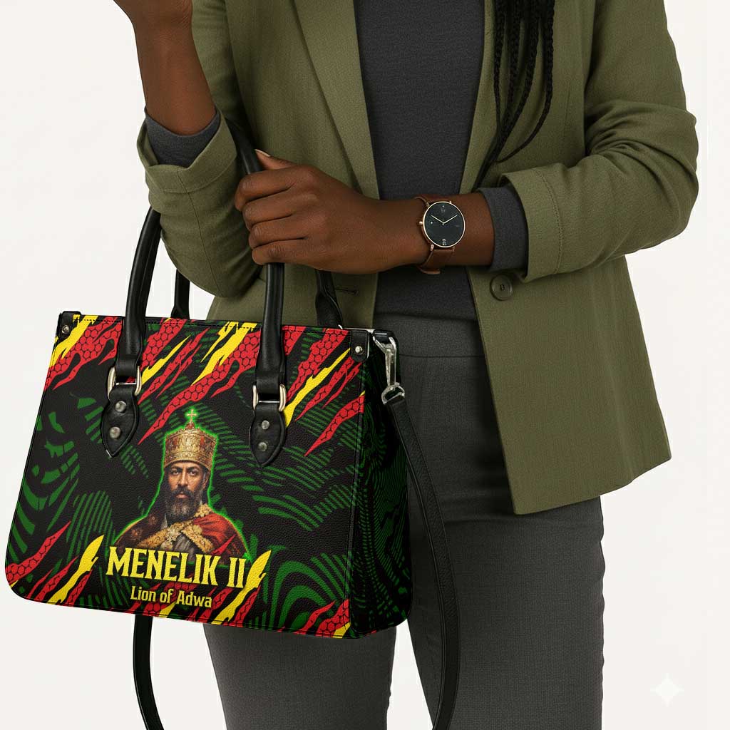 Menelik II Leather Bag with Lion of Adwa Title, Battle of Adwa 1896 Graphic and Bold Pan-African - Wonder Print Shop