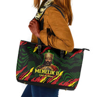Menelik II Leather Tote Bag with Lion of Adwa Title, Battle of Adwa 1896 Graphic and Bold Pan-African - Wonder Print Shop
