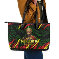 Menelik II Leather Tote Bag with Lion of Adwa Title, Battle of Adwa 1896 Graphic and Bold Pan-African - Wonder Print Shop