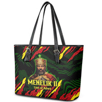 Menelik II Leather Tote Bag with Lion of Adwa Title, Battle of Adwa 1896 Graphic and Bold Pan-African - Wonder Print Shop
