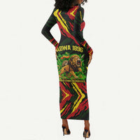 Menelik II Long Sleeve Bodycon Dress with Lion of Adwa Title, Battle of Adwa 1896 Graphic and Bold Pan-African - Wonder Print Shop