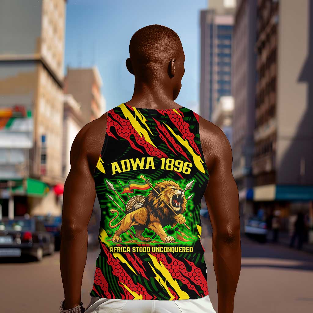 Menelik II Men Tank Top with Lion of Adwa Title, Battle of Adwa 1896 Graphic and Bold Pan-African - Wonder Print Shop