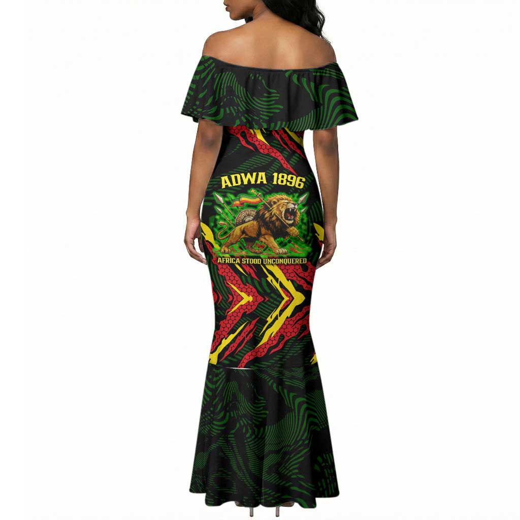 Menelik II Mermaid Dress with Lion of Adwa Title, Battle of Adwa 1896 Graphic and Bold Pan-African - Wonder Print Shop