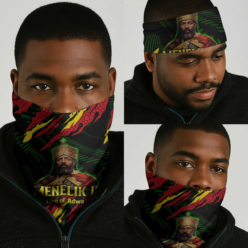 Menelik II Neck Gaiter with Lion of Adwa Title, Battle of Adwa 1896 Graphic and Bold Pan-African - Wonder Print Shop