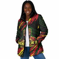 Menelik II Padded Jacket with Lion of Adwa Title, Battle of Adwa 1896 Graphic and Bold Pan-African - Wonder Print Shop