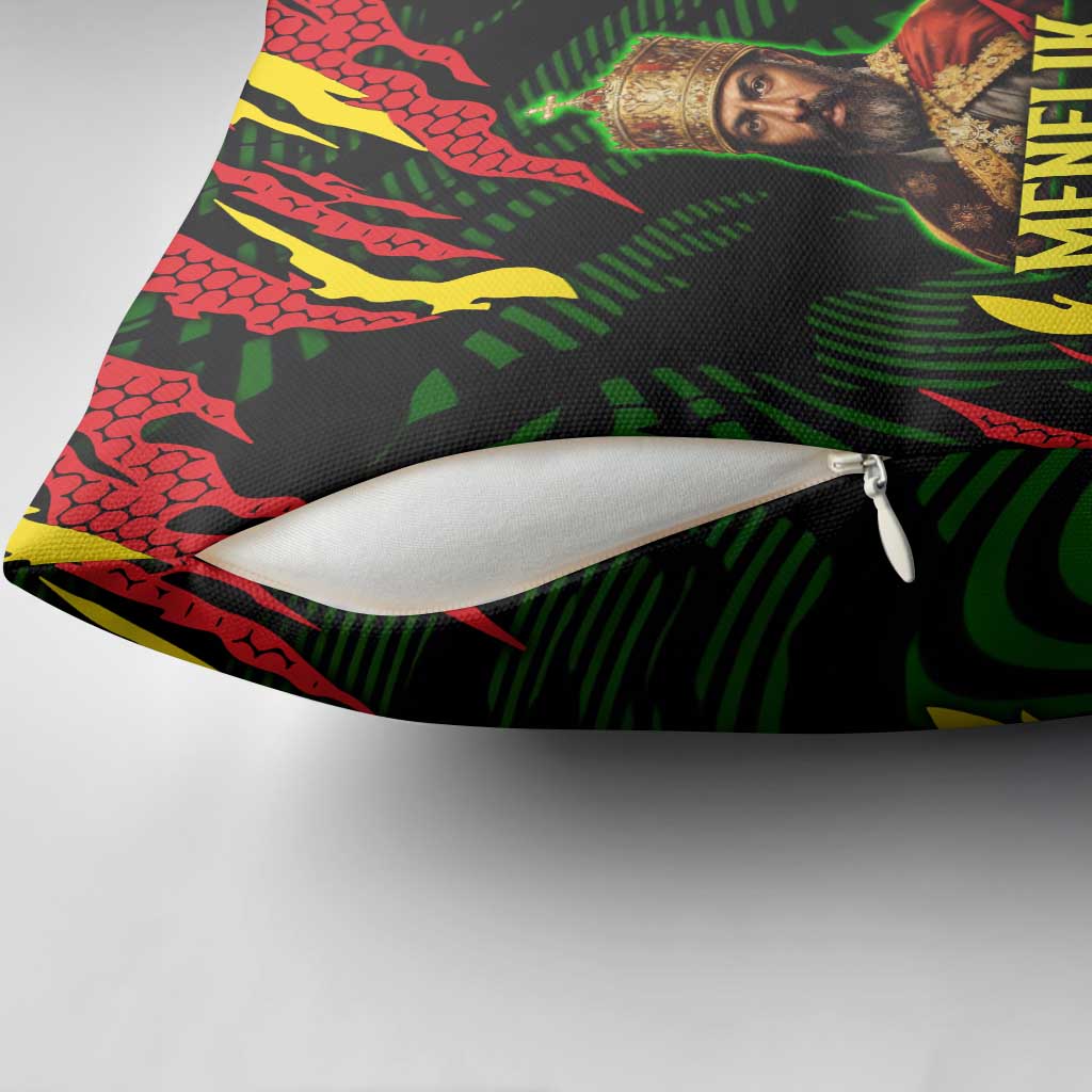 Menelik II Pillow Cover with Lion of Adwa Title, Battle of Adwa 1896 Graphic and Bold Pan-African - Wonder Print Shop