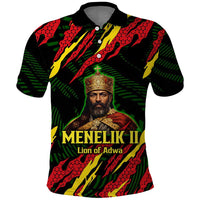 Menelik II Polo Shirt with Lion of Adwa Title, Battle of Adwa 1896 Graphic and Bold Pan-African - Wonder Print Shop