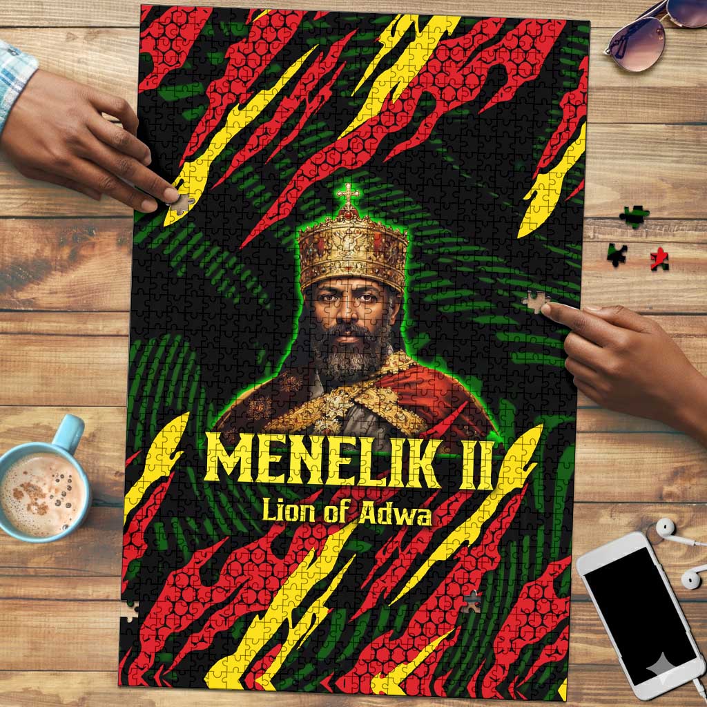 Menelik II Puzzle with Lion of Adwa Title, Battle of Adwa 1896 Graphic and Bold Pan-African - Wonder Print Shop