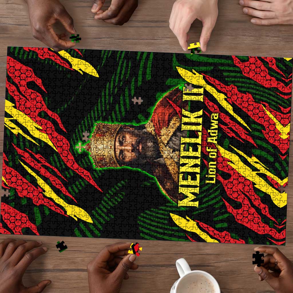 Menelik II Puzzle with Lion of Adwa Title, Battle of Adwa 1896 Graphic and Bold Pan-African - Wonder Print Shop