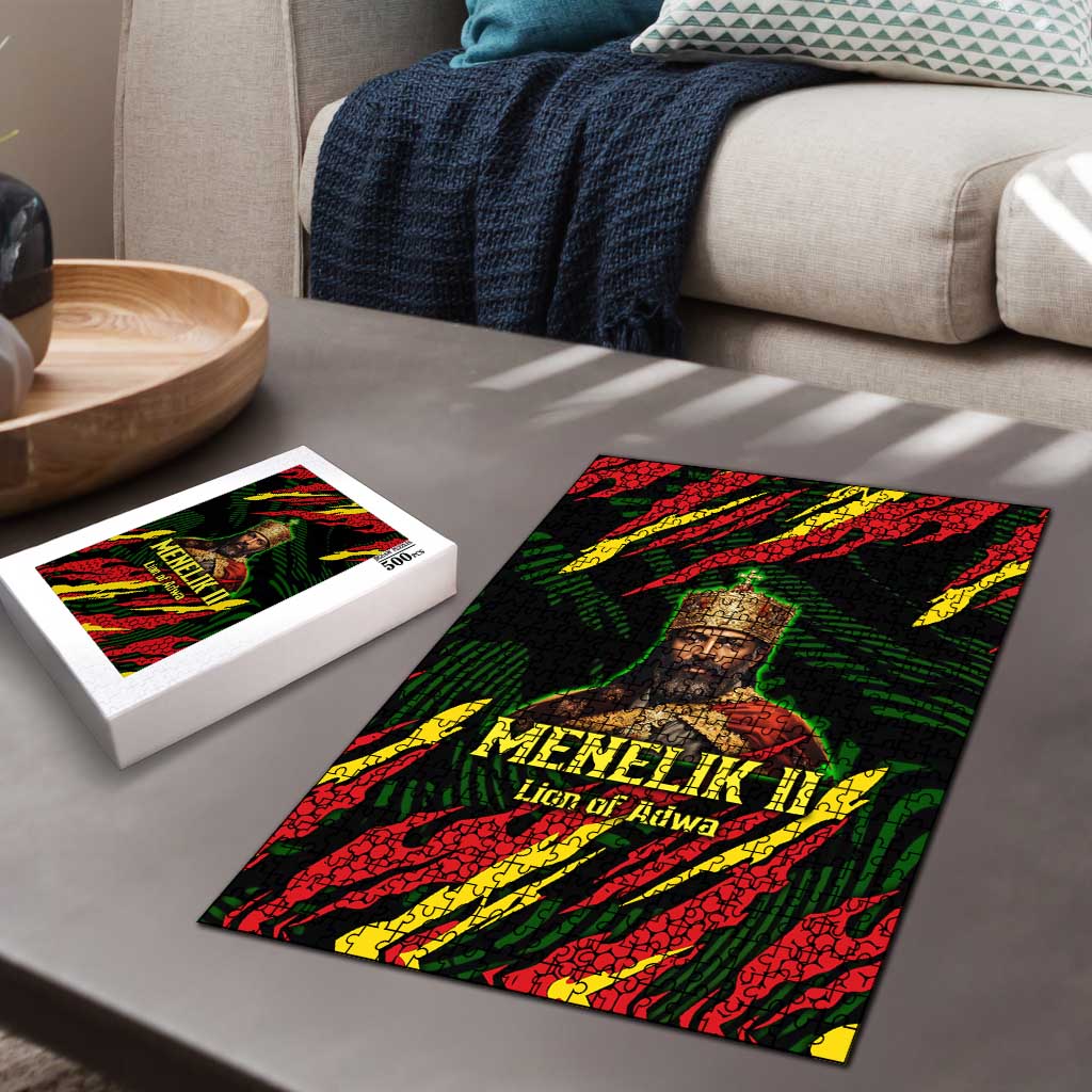 Menelik II Puzzle with Lion of Adwa Title, Battle of Adwa 1896 Graphic and Bold Pan-African - Wonder Print Shop