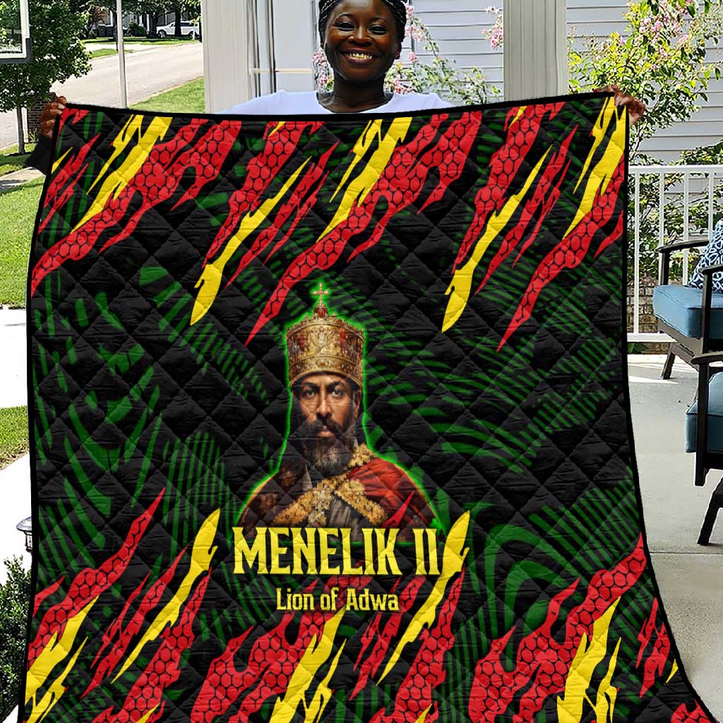 Menelik II Quilt with Lion of Adwa Title, Battle of Adwa 1896 Graphic and Bold Pan-African - Wonder Print Shop