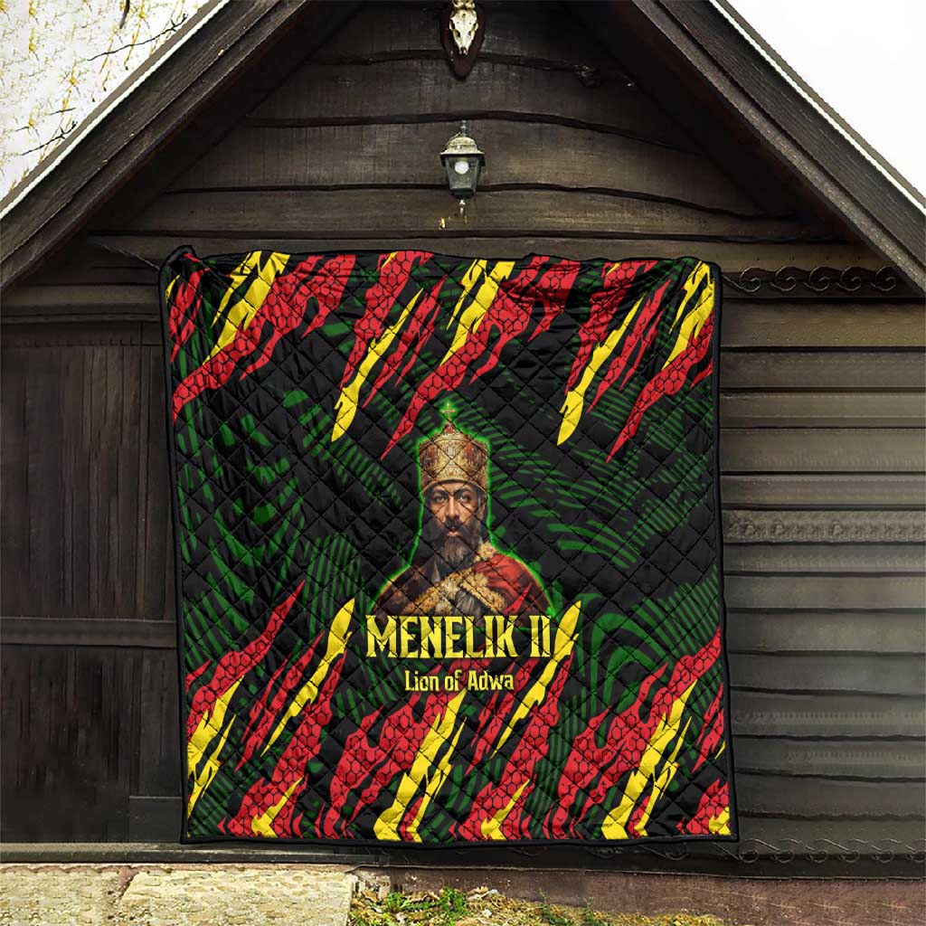 Menelik II Quilt with Lion of Adwa Title, Battle of Adwa 1896 Graphic and Bold Pan-African - Wonder Print Shop