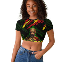 Menelik II Raglan Cropped T shirt with Lion of Adwa Title, Battle of Adwa 1896 Graphic and Bold Pan-African - Wonder Print Shop