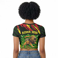 Menelik II Raglan Cropped T shirt with Lion of Adwa Title, Battle of Adwa 1896 Graphic and Bold Pan-African - Wonder Print Shop