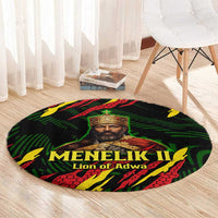 Menelik II Round Carpet with Lion of Adwa Title, Battle of Adwa 1896 Graphic and Bold Pan-African - Wonder Print Shop