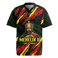 Menelik II Rugby Jersey with Lion of Adwa Title, Battle of Adwa 1896 Graphic and Bold Pan-African - Wonder Print Shop