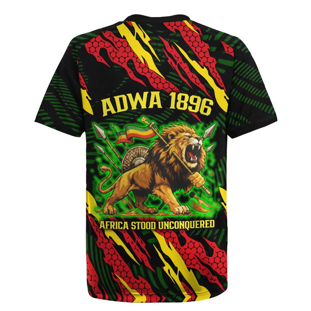 Menelik II Rugby Jersey with Lion of Adwa Title, Battle of Adwa 1896 Graphic and Bold Pan-African - Wonder Print Shop
