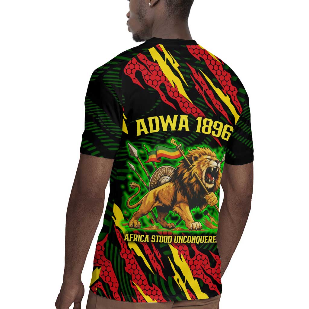 Menelik II Rugby Jersey with Lion of Adwa Title, Battle of Adwa 1896 Graphic and Bold Pan-African - Wonder Print Shop