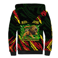 Menelik II Sherpa Hoodie with Lion of Adwa Title, Battle of Adwa 1896 Graphic and Bold Pan-African - Wonder Print Shop