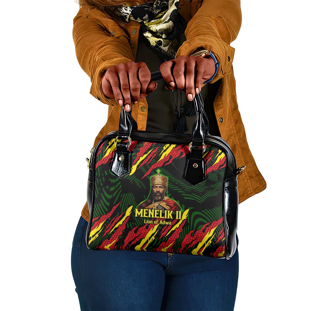 Menelik II Shoulder Handbag with Lion of Adwa Title, Battle of Adwa 1896 Graphic and Bold Pan-African - Wonder Print Shop