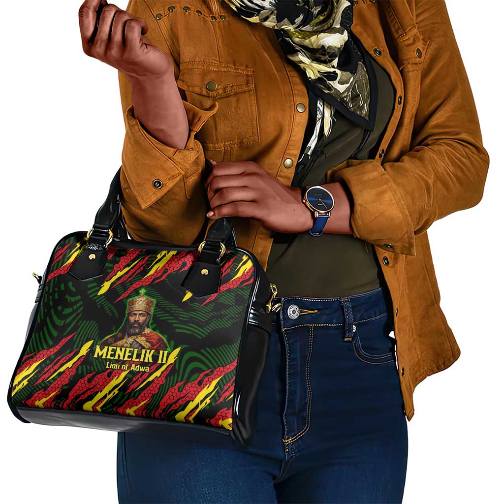 Menelik II Shoulder Handbag with Lion of Adwa Title, Battle of Adwa 1896 Graphic and Bold Pan-African - Wonder Print Shop