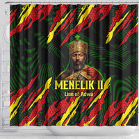 Menelik II Shower Curtain with Lion of Adwa Title, Battle of Adwa 1896 Graphic and Bold Pan-African - Wonder Print Shop