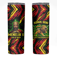Menelik II Skinny Tumbler with Lion of Adwa Title, Battle of Adwa 1896 Graphic and Bold Pan-African - Wonder Print Shop