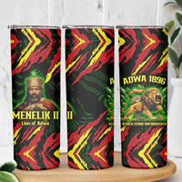Menelik II Skinny Tumbler with Lion of Adwa Title, Battle of Adwa 1896 Graphic and Bold Pan-African - Wonder Print Shop