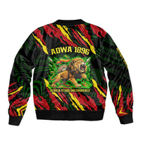 Menelik II Sleeve Zip Bomber Jacket with Lion of Adwa Title, Battle of Adwa 1896 Graphic and Bold Pan-African - Wonder Print Shop