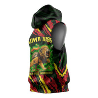 Menelik II Sleeveless Hoodie with Lion of Adwa Title, Battle of Adwa 1896 Graphic and Bold Pan-African - Wonder Print Shop