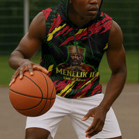 Menelik II Sleeveless Hoodie with Lion of Adwa Title, Battle of Adwa 1896 Graphic and Bold Pan-African - Wonder Print Shop