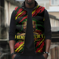 Menelik II Sleeveless Puffer Jacket with Lion of Adwa Title, Battle of Adwa 1896 Graphic and Bold Pan-African - Wonder Print Shop