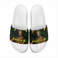 Menelik II Slide Sandals with Lion of Adwa Title, Battle of Adwa 1896 Graphic and Bold Pan-African - Wonder Print Shop