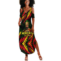 Menelik II Summer Maxi Dress with Lion of Adwa Title, Battle of Adwa 1896 Graphic and Bold Pan-African - Wonder Print Shop