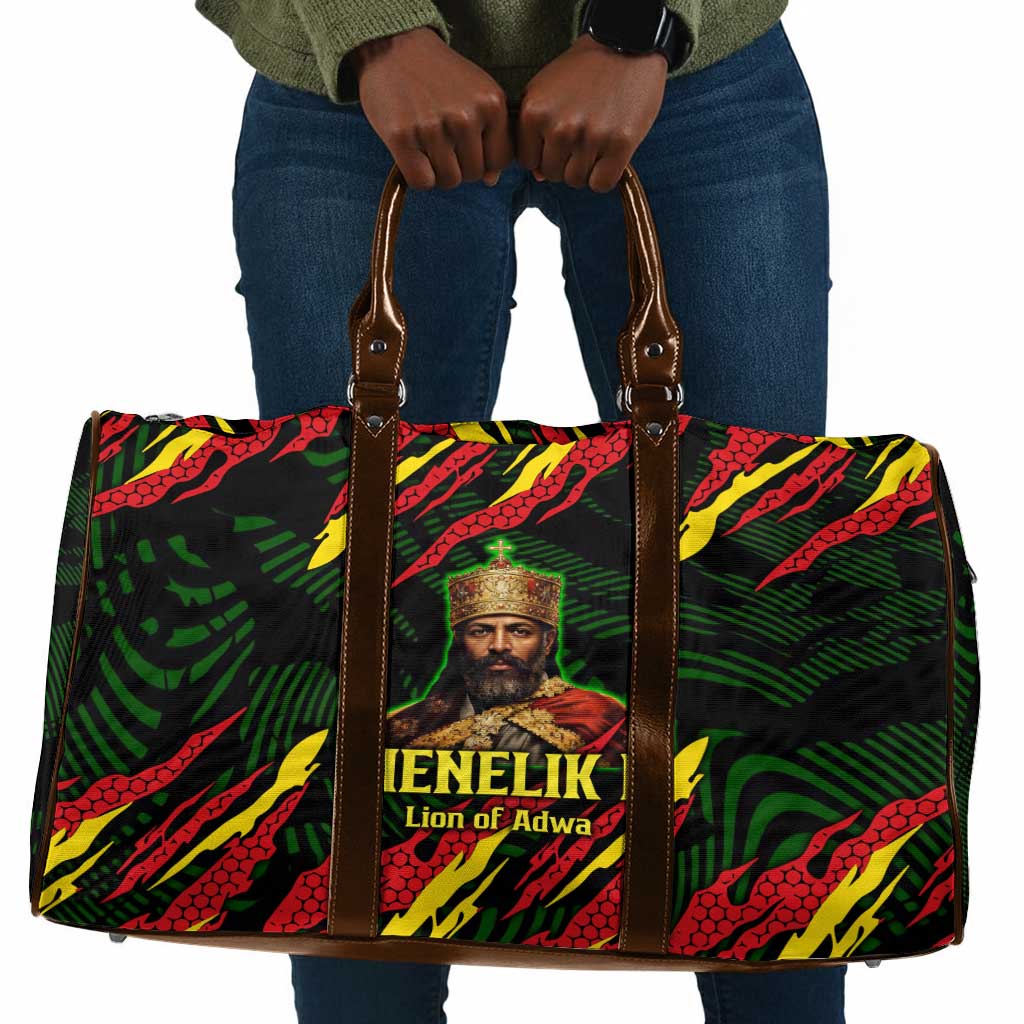 Menelik II Travel Bag with Lion of Adwa Title, Battle of Adwa 1896 Graphic and Bold Pan-African - Wonder Print Shop
