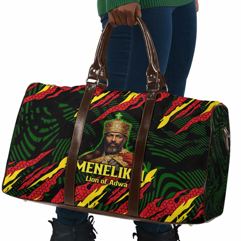 Menelik II Travel Bag with Lion of Adwa Title, Battle of Adwa 1896 Graphic and Bold Pan-African - Wonder Print Shop