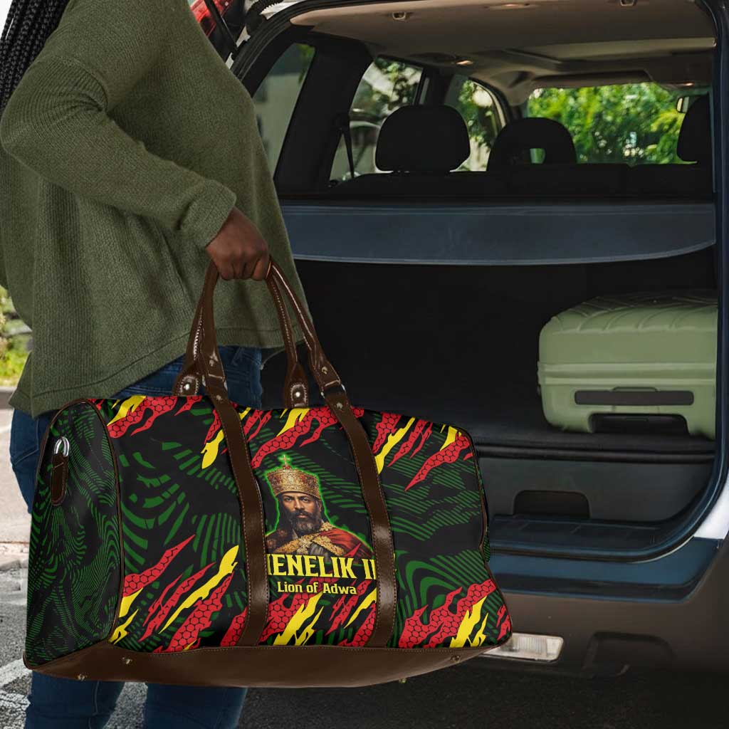 Menelik II Travel Bag with Lion of Adwa Title, Battle of Adwa 1896 Graphic and Bold Pan-African - Wonder Print Shop