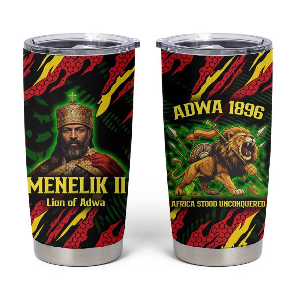 Menelik II Tumbler Cup with Lion of Adwa Title, Battle of Adwa 1896 Graphic and Bold Pan-African - Wonder Print Shop