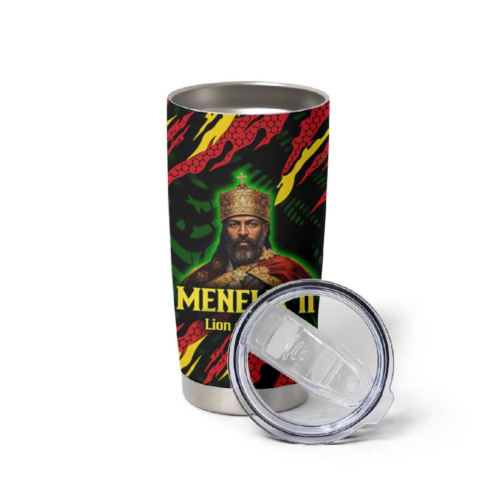 Menelik II Tumbler Cup with Lion of Adwa Title, Battle of Adwa 1896 Graphic and Bold Pan-African - Wonder Print Shop