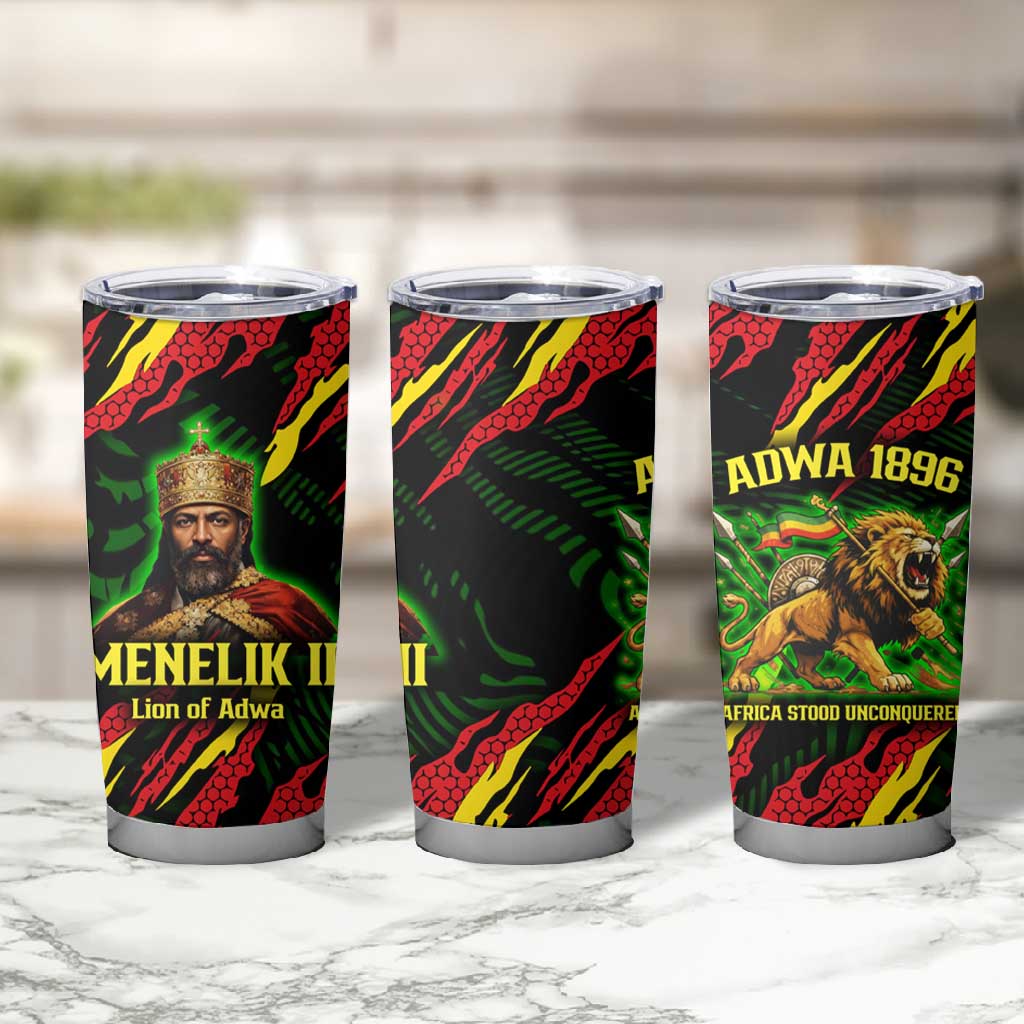 Menelik II Tumbler Cup with Lion of Adwa Title, Battle of Adwa 1896 Graphic and Bold Pan-African - Wonder Print Shop