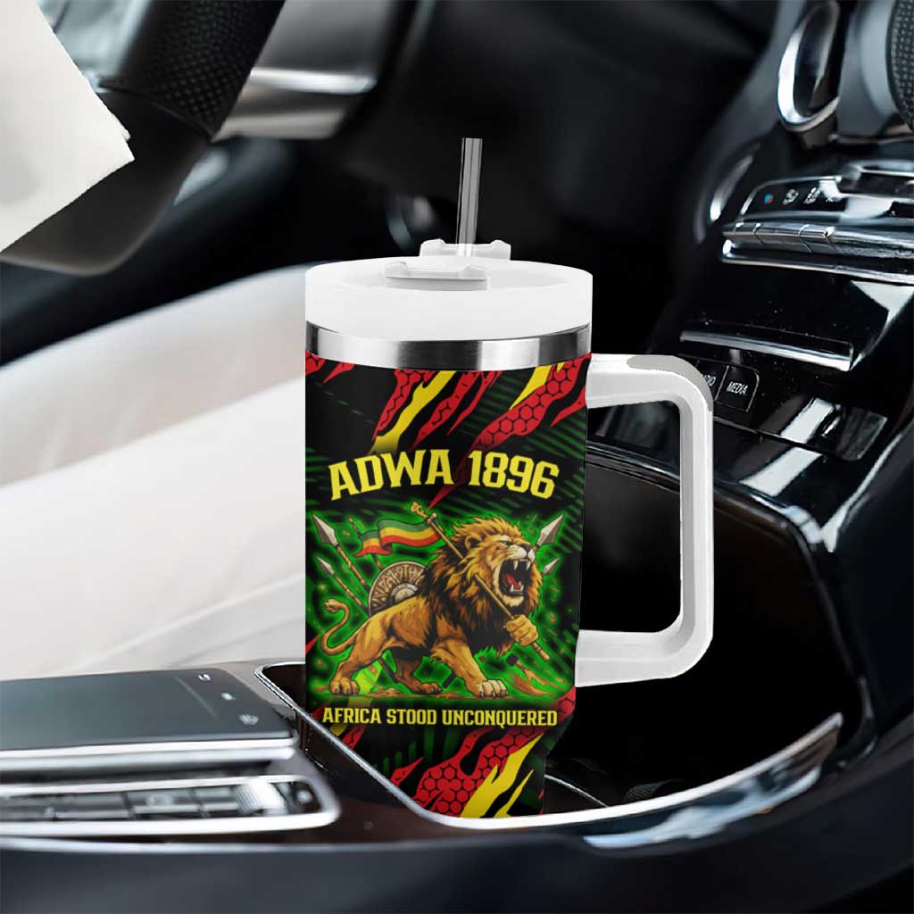 Menelik II Tumbler With Handle with Lion of Adwa Title, Battle of Adwa 1896 Graphic and Bold Pan-African - Wonder Print Shop