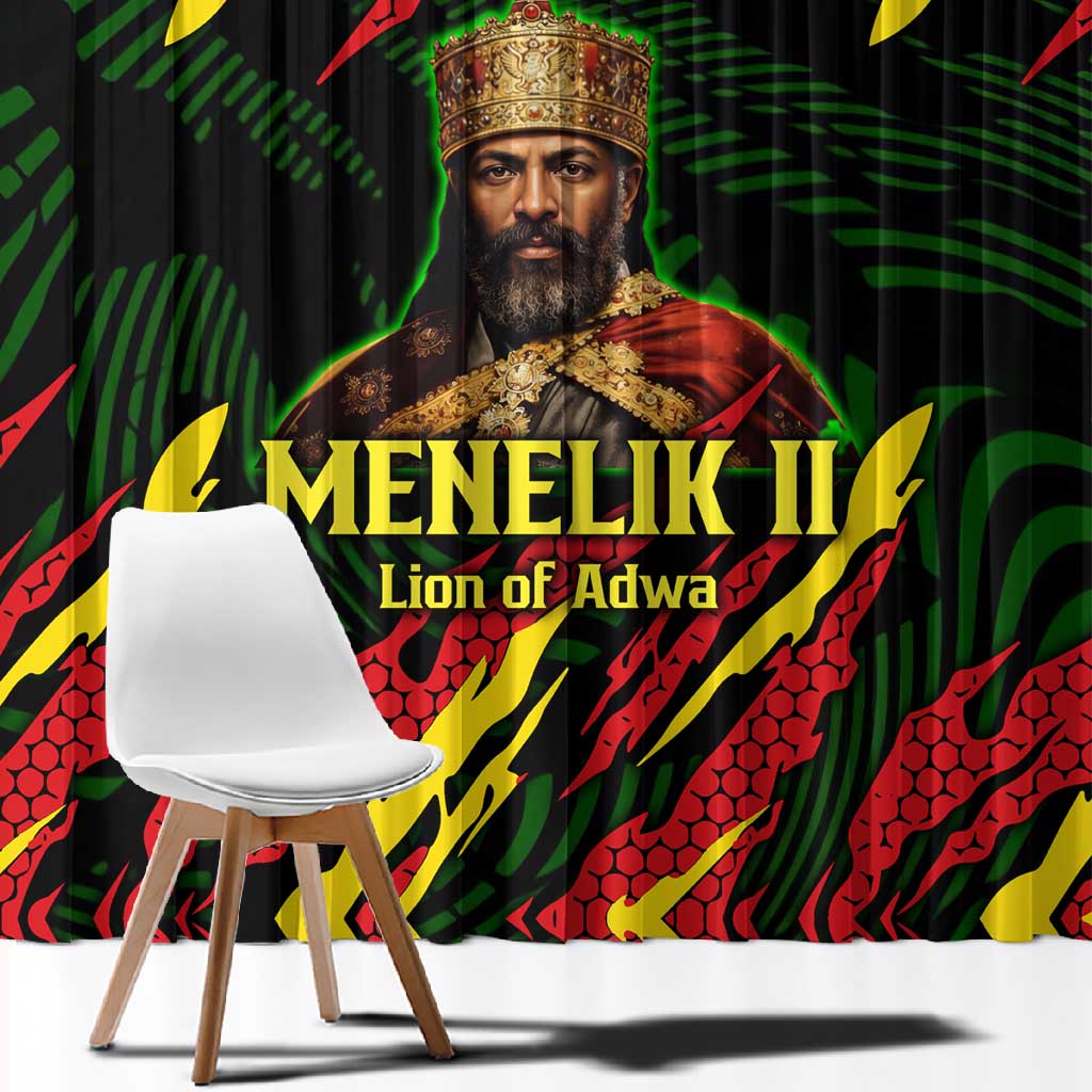 Menelik II Window Curtain with Lion of Adwa Title, Battle of Adwa 1896 Graphic and Bold Pan-African - Wonder Print Shop