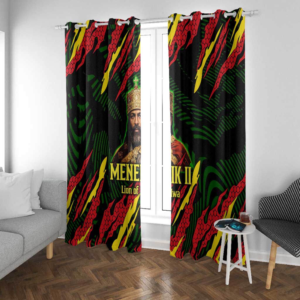 Menelik II Window Curtain with Lion of Adwa Title, Battle of Adwa 1896 Graphic and Bold Pan-African - Wonder Print Shop